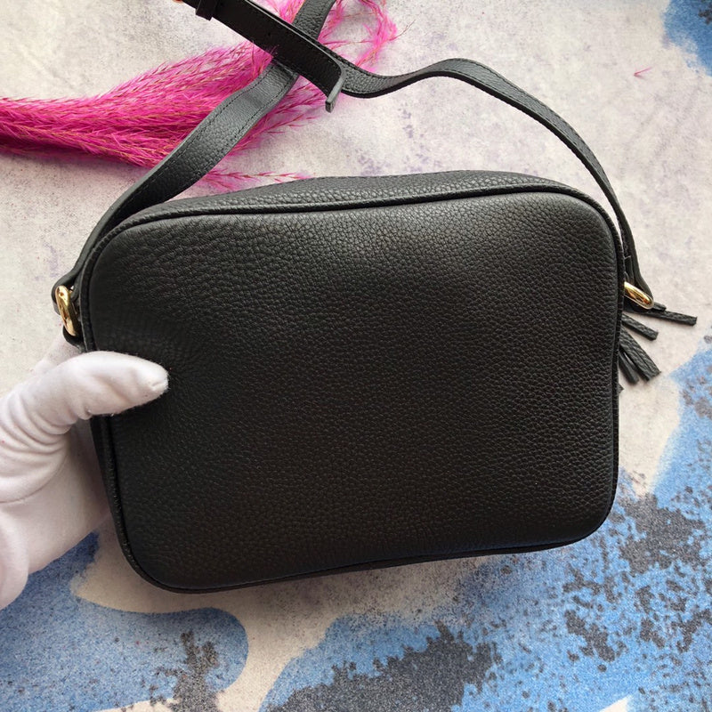 GGP76 leather Ladies black camera 21-15-7cm bag